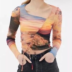 Urban Outfitters Shona Sheer Mesh Long Sleeve Cinche